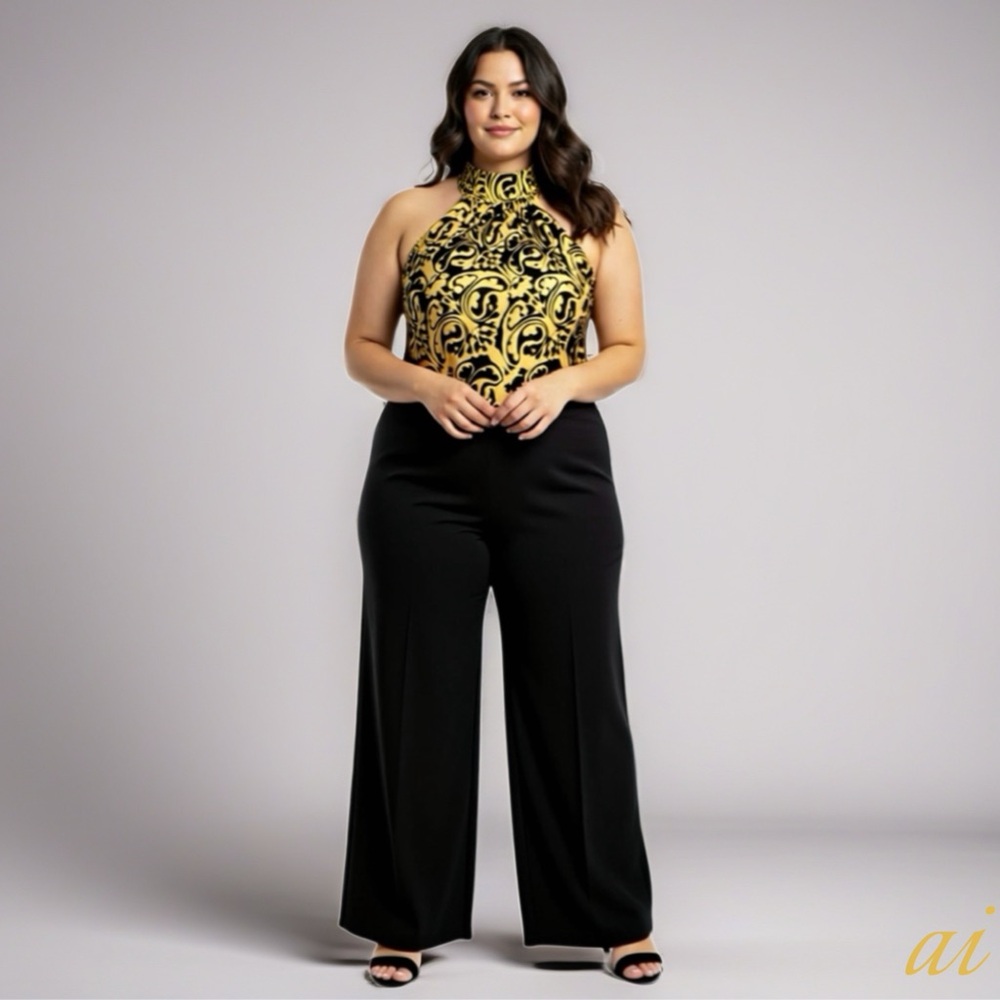 INC International Concepts Black and Gold Top Plus Size 24W